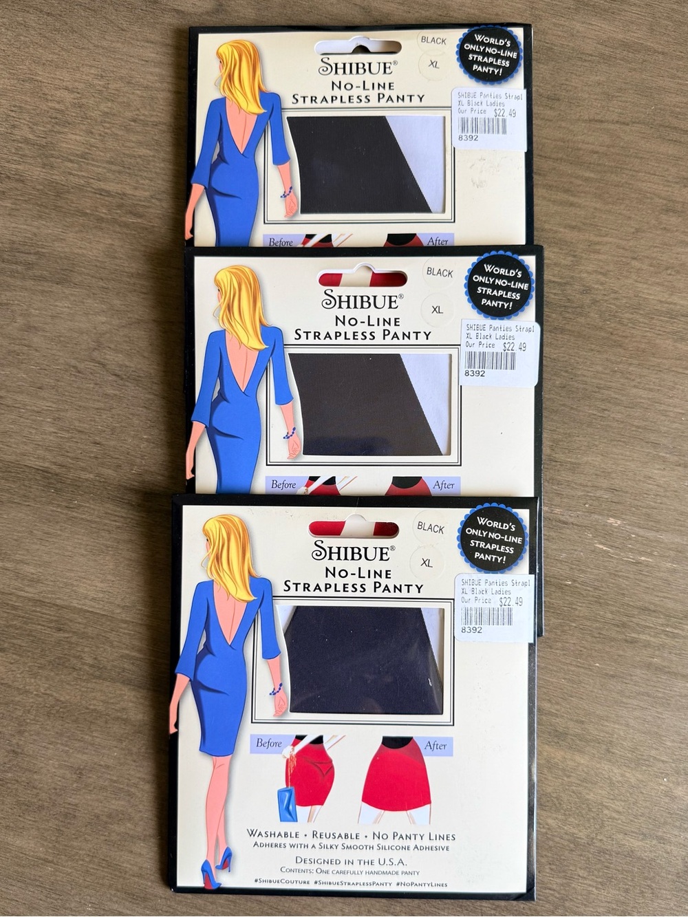 Shibue No-Line Strapless 3-Package Panty - Black SZ.XL